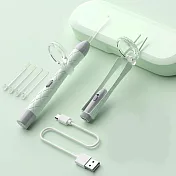 【EZlife】USB充電掏耳勺鑷子二件套 綠色
