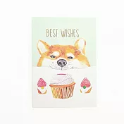 萬用卡-Best Wishes Shiba柴犬草莓蛋糕 馬卡龍綠