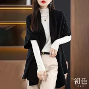 【初色】寬鬆顯瘦百搭長版針織衫短袖外套-共4色-30843(F可選) F 黑色