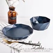 【Homely Zakka】莫蘭迪啞光鑽石陶瓷餐盤碗餐具_沙拉碗550ml  莫蘭迪藍