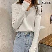 【AMIEE】慵懶風薄款V領針織衫(5色/FREE/KDTQ-6190) F 白色