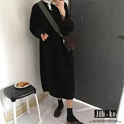 【Jilli~ko】韓版寬鬆針織連衣裙 7085 FREE 黑色