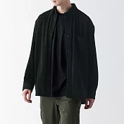 【MUJI 無印良品】男聚酯纖維針織燈芯絨襯衫式外套 M 黑色