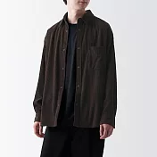 【MUJI 無印良品】男聚酯纖維針織燈芯絨襯衫式外套 M 深棕