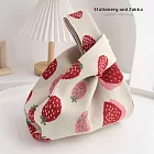 針織手挽袋｜ 粉愛草莓