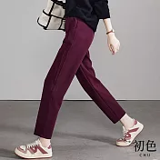 【初色】休閒純色耐磨透氣運動風哈倫褲-共3色-31097(M-2XL可選) 2XL 紫紅色