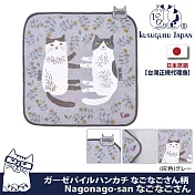 【Kusuguru Japan】 紗布絨手帕 毛巾 日本眼鏡貓Nagonago-san系列(日本正版商品)- 灰色