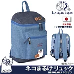 【Kusuguru Japan】後背包 雙肩包 日本眼鏡貓NEKOZAWA貓澤系列 大容量背包- 藍色