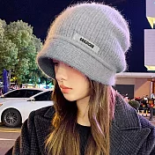 seoul show首爾秀   兔毛混紡雙層針織鴨舌帽防寒保暖堆堆帽   灰色