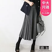 【Jilli~ko】時尚高腰顯瘦透氣毛呢風琴百褶裙中大尺碼 J11134 FREE 灰色