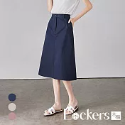 【Lockers 木櫃】秋季高腰口袋工裝風A字半身裙 L112101601 M 藏青色M
