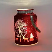 【日本Hakodate】聖誕LED發光燈罐景觀擺飾12cm ‧ 紅