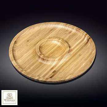 【英國 WILMAX】竹製圓形分隔餐盤/輕食盤 30.5CM
