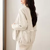 【MsMore】 棒球服外套夾克短版立體高級感顯瘦長袖# 119819 XL 米白色