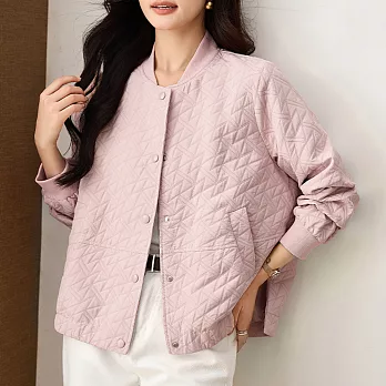 【MsMore】 棒球服外套夾克短版立體高級感顯瘦長袖# 119819 M 粉紅色