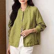 【MsMore】 棒球服外套夾克短版立體高級感顯瘦長袖# 119819 L 綠色