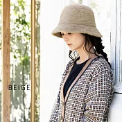 日本 QUEENHEAD 羊毛混紡防寒抗UV時尚帽9113 奶茶色