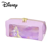 【日本正版授權】迪士尼公主 皮質 透明筆袋 鉛筆盒/筆袋/化妝包/收納包 - 紫色款
