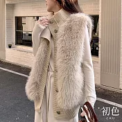 【初色】毛絨保暖純色無袖半高領針織毛衣背心外套-共2色-31297(F可選) F 卡其色