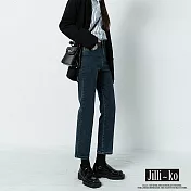 【Jilli~ko】高腰顯瘦加絨煙管九分直筒牛仔褲 M-XL J11173 L 深藍色