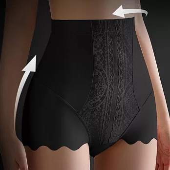 【KISSDIAMOND】美型高腰塑形收腹蠶絲塑身內褲(KDW-6340) M 黑色