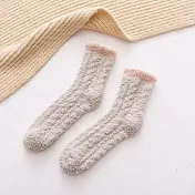 【AMIEE】甜軟棉花糖珊瑚絨中筒襪(KDG-5195) FREE 卡其
