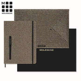 MOLESKINE 金蔥系列限量禮盒-KAWECO鋼筆+墨水+收納袋+XL型 無時效手帳金