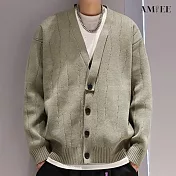 【AMIEE】復古款質感型男百搭針織外套(男裝/KDCQ-3459) L 綠色