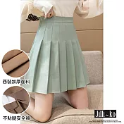 【Jilli~ko】日系學院風百褶裙女高腰顯瘦抗皺西裝安全褲 M-XL J11288 M 淺綠