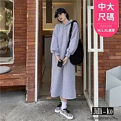 【Jilli~ko】開衩連衣裙女衛衣中長款韓版休閒中大尺碼 J11236  FREE 灰色