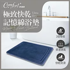 【Comfort+舒適家】UltraDry極致快乾記憶綿吸水地墊─靛藍 靛藍