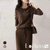 【Lockers 木櫃】秋冬時尚毛衣套裝裙子 L112112004 XL 咖啡色XL