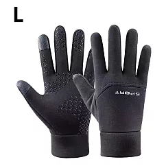 【EZlife】新款加絨防風防水保暖觸屏手套 黑色─L