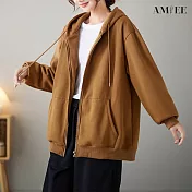 【AMIEE】經典舒適寬鬆連帽外套(7色/FREE/KDCQ-5340) F 焦糖