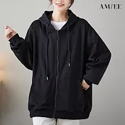 【AMIEE】經典舒適寬鬆連帽外套(7色/FREE/KDCQ-5340) F 黑色