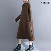【AMIEE】不規則麻花造型連衣裙洋裝(2色/L-XL/KDDQ-0280) XL 咖啡