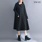 【AMIEE】不規則麻花造型連衣裙洋裝(2色/L-XL/KDDQ-0280) XL 黑色