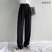 【AMIEE】立體裁剪垂墜感柔軟西裝褲(2色/M-2XL/KDPQ-D19) M 黑色