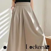 【Lockers 木櫃】冬季寬鬆時尚闊腿褲裙 L112120402 M 杏色M