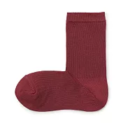 【MUJI 無印良品】女棉混足口柔軟舒適直角襪23-25cm 深紅