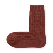 【MUJI 無印良品】女棉混足口柔軟舒適織紋直角襪23-25cm 磚紅