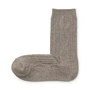【MUJI 無印良品】女棉混足口柔軟舒適織紋直角襪23-25cm 摩卡棕