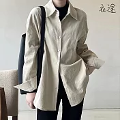 [衣途]燈芯絨保暖舒適翻領襯衫M-L(KDTQ-B865) L 米杏
