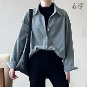 [衣途]燈芯絨保暖舒適翻領襯衫M-L(KDTQ-B865) L 藍色
