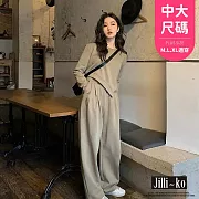 【Jilli~ko】套裝女不規則下擺減齡寬鬆休閒兩件套衛衣 J11327  FREE 淺卡其