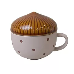 【日本SHINACASA】栗子造型陶瓷 附蓋馬克杯280ml