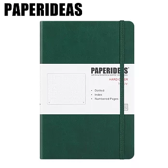 PAPERIDEAS A5子彈筆記本 頁碼硬面綁帶筆記本 與成功有約的子彈筆記術 聖誕綠