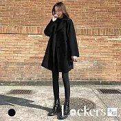 【Lockers 木櫃】冬季時尚寬鬆中長大衣外套 L112121101 M 黑色M