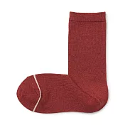 【MUJI 無印良品】女棉混足口柔軟舒適保暖直角襪23-25cm 紅色