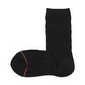 【MUJI 無印良品】女棉混足口柔軟舒適保暖紋樣編織直角襪23-25cm 黑色